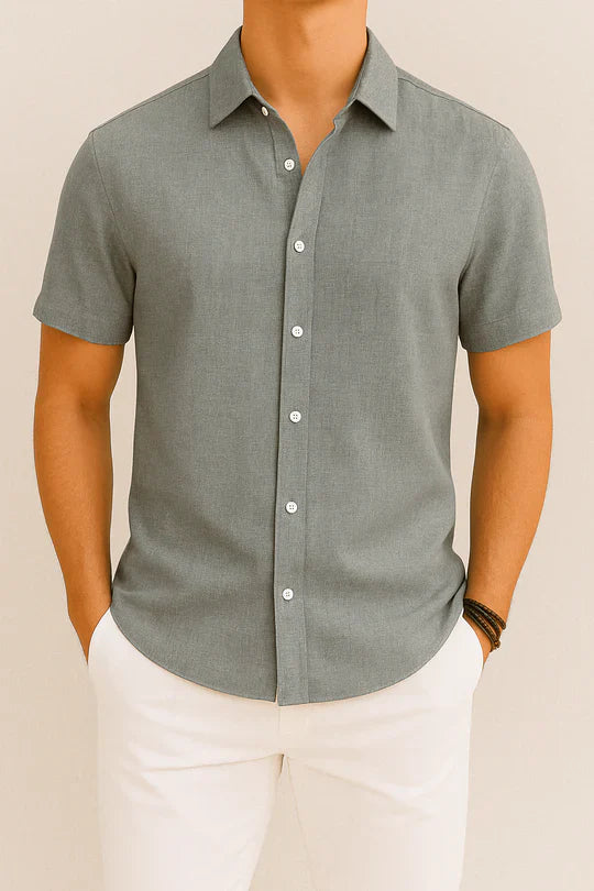 Short Sleeve Linen Shirt For Men