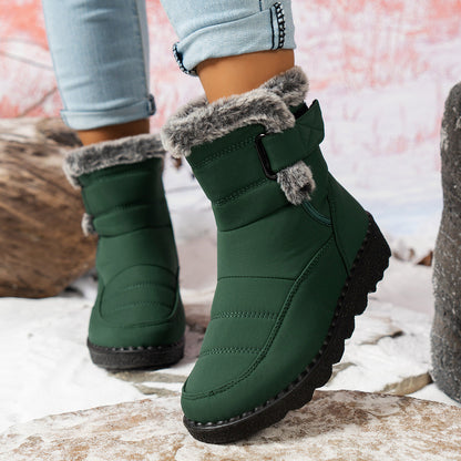 Women Waterproof Velcro Snow Boots With Fleece Lining And Anti Slip For All Day Warmth