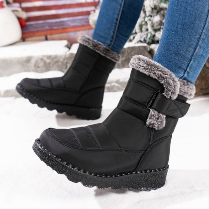 Women Waterproof Velcro Snow Boots With Fleece Lining And Anti Slip For All Day Warmth