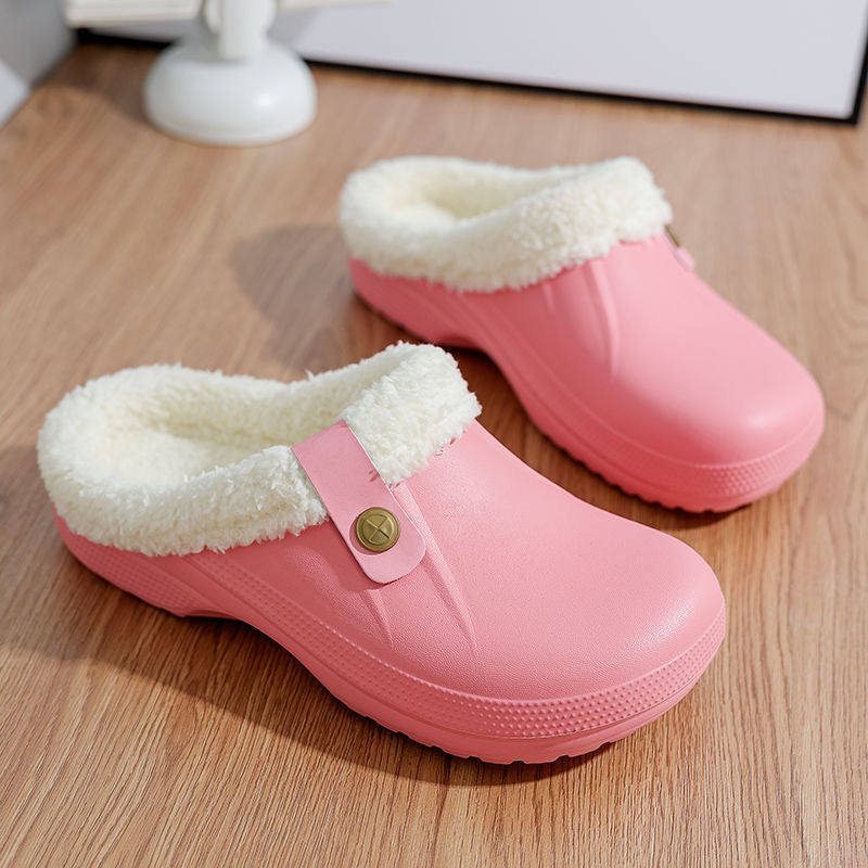 Women's Wide Fit Winter Slippers All Day Comfort Warm Fleece Lining Waterproof Non Slip