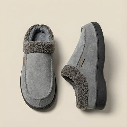 Men's Wide Fit Winter Slippers With Warm Fleece Lining And Arch Support For After Day Relief