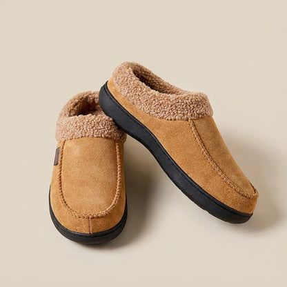 Men's Wide Fit Winter Slippers With Warm Fleece Lining And Arch Support For After Day Relief