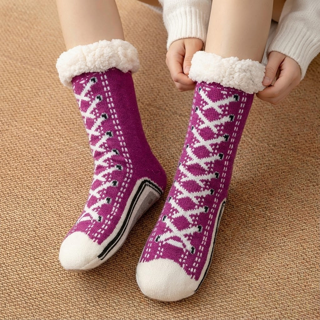 Thermal Non Slip Slipper Socks Plush Fleece Lining For Warmth And Secure Indoor Traction For Home