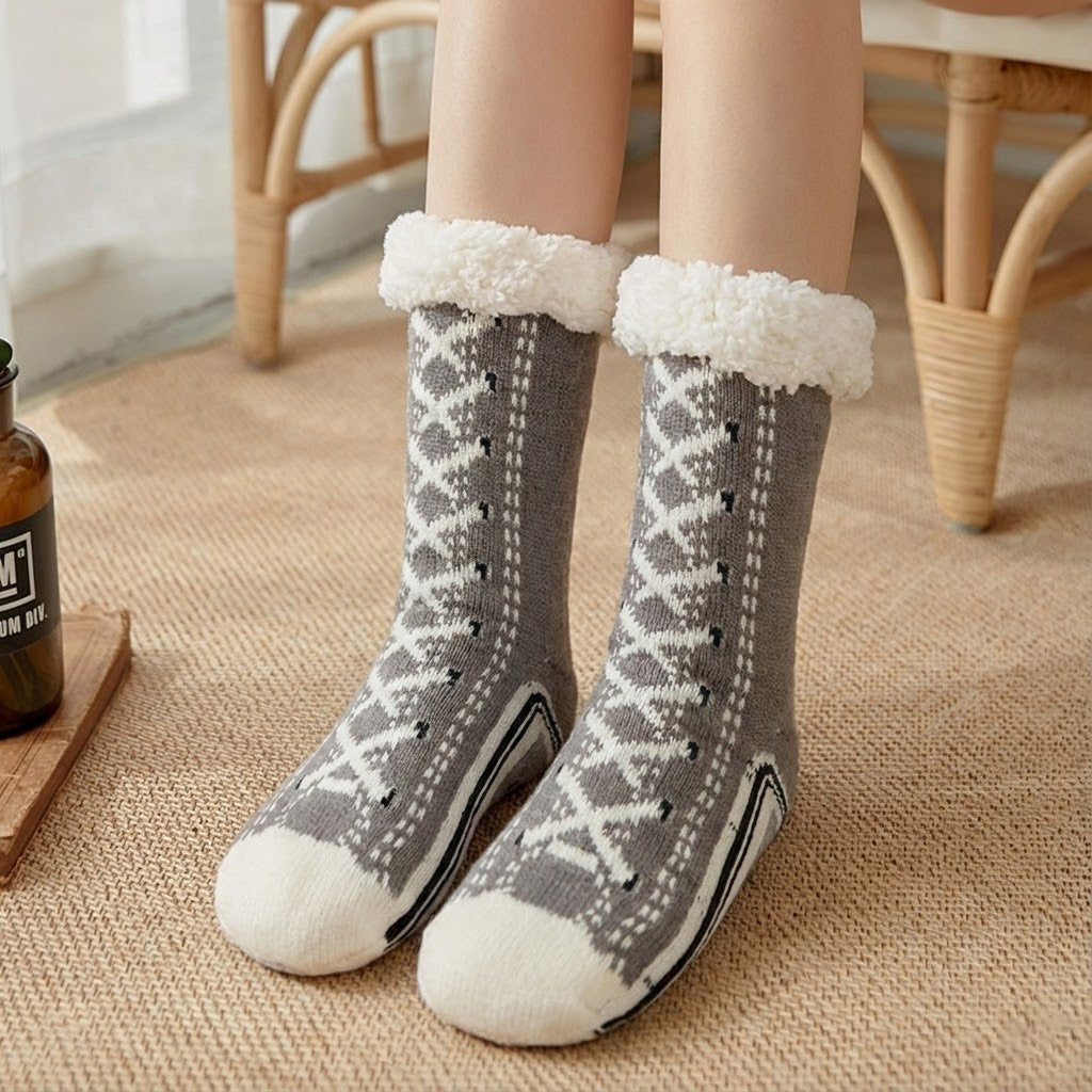 Thermal Non Slip Slipper Socks Plush Fleece Lining For Warmth And Secure Indoor Traction For Home