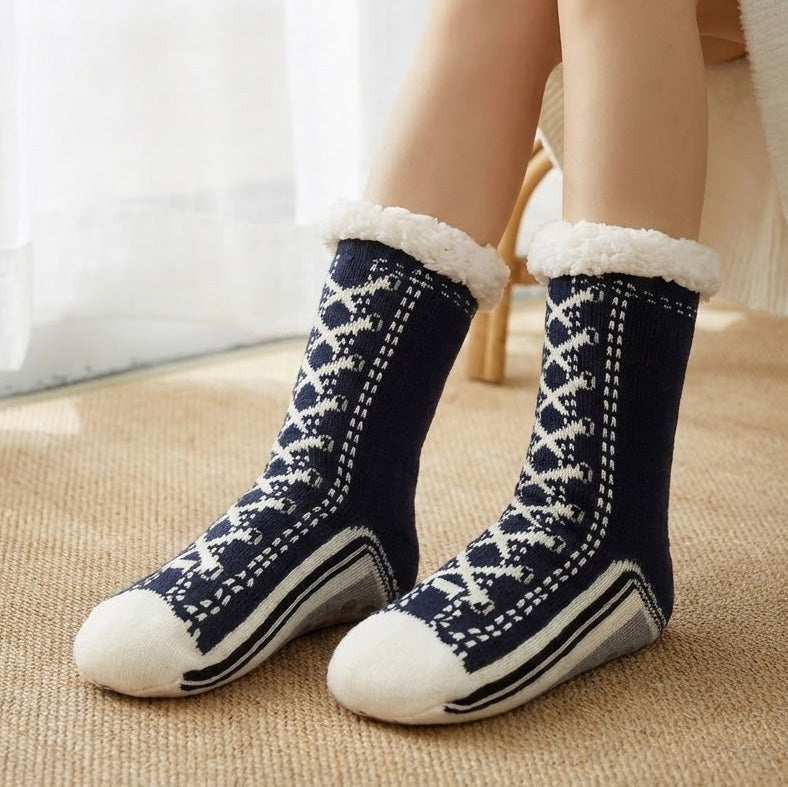 Thermal Non Slip Slipper Socks Plush Fleece Lining For Warmth And Secure Indoor Traction For Home