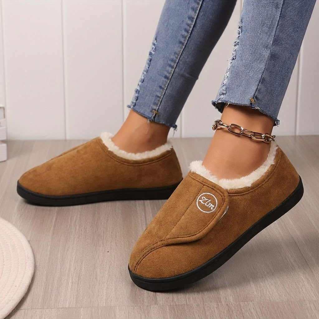 Women's Adjustable Wide Fit Slippers With Non Slip Sole For Cozy Warmth In Winter