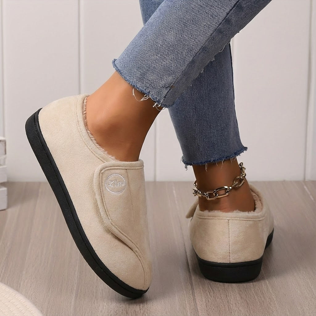 Women's Adjustable Wide Fit Slippers With Non Slip Sole For Cozy Warmth In Winter