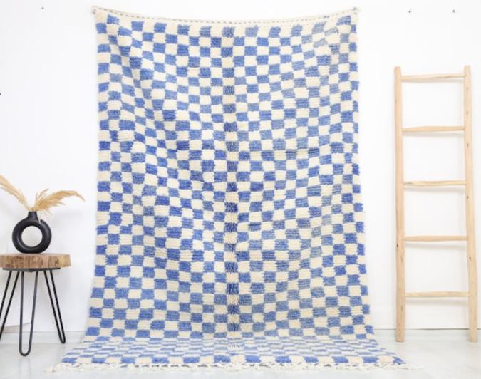 Safae Moroccan Checkered Rug 4'9" x 7'8" - TrendAura