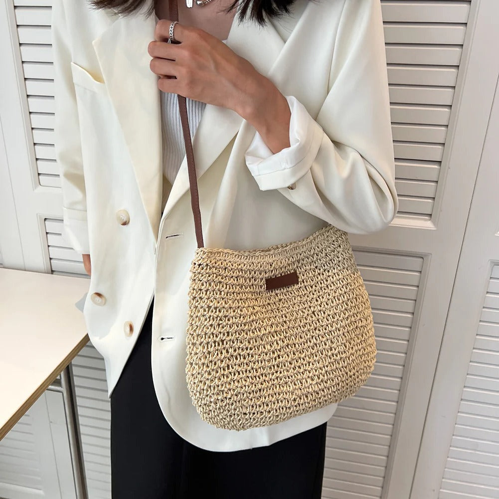 TrendAura Open-Weave Shoulder Bag - Lightweight Yet Spacious Interior With Adjustable Strap