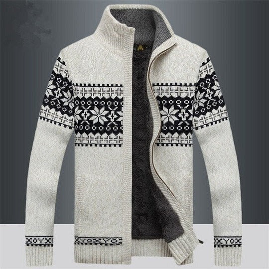 TrendAura Men's Winter Coat With Snowflake Pattern Full Length Insulated Jacket With Lined Interior And Adjustable Hood