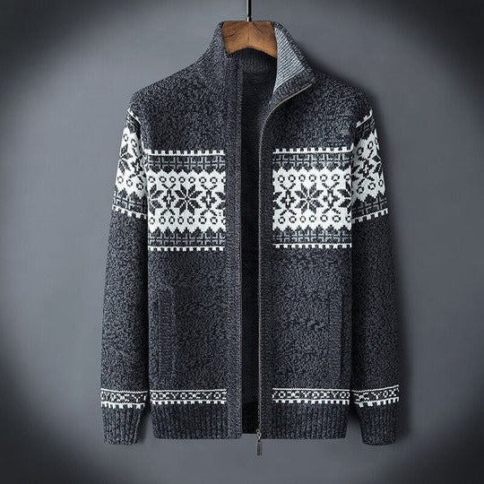 TrendAura Men's Winter Coat With Snowflake Pattern Full Length Insulated Jacket With Lined Interior And Adjustable Hood