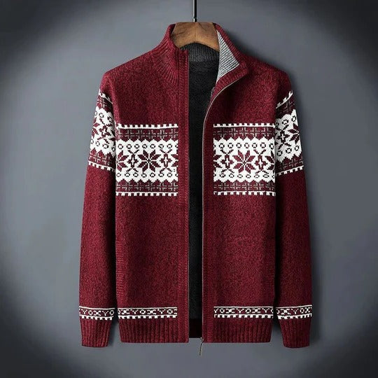 TrendAura Men's Winter Coat With Snowflake Pattern Full Length Insulated Jacket With Lined Interior And Adjustable Hood