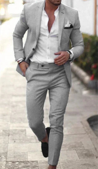 Men's Lightweight Formal Two Piece Suit With Refined Tailoring For Summer Professionals