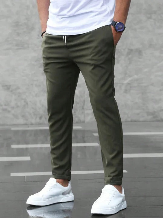 TrendAura Men's Stretch Pants With Flexible Comfort And Modern Tapered Fit For Everyday And Office Wear