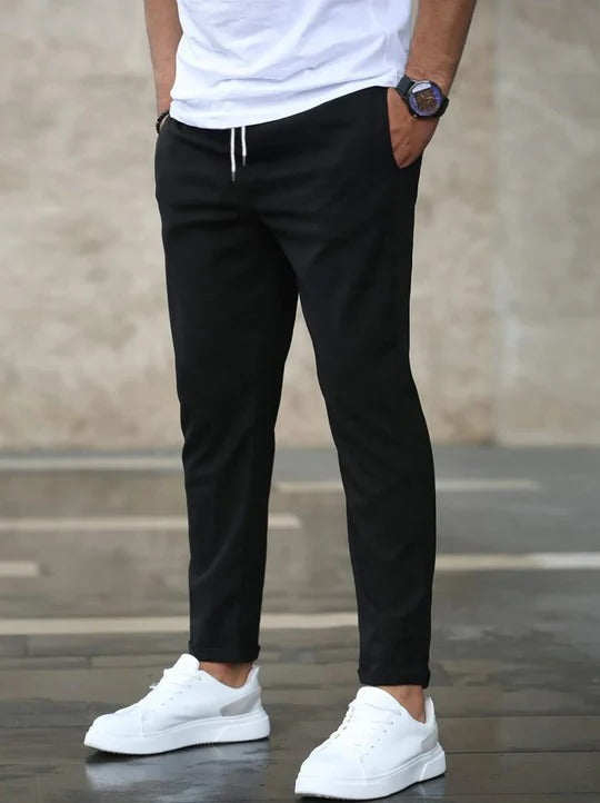 TrendAura Men's Stretch Pants With Flexible Comfort And Modern Tapered Fit For Everyday And Office Wear