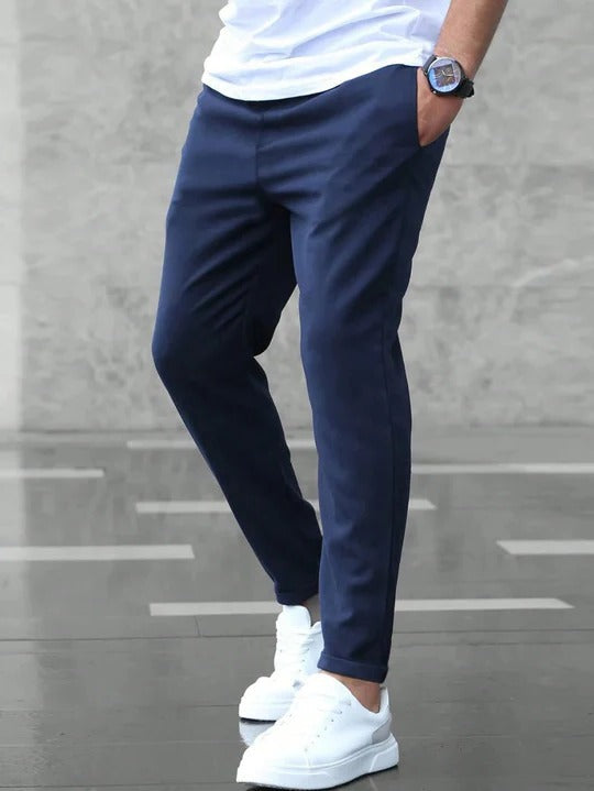 TrendAura Men's Stretch Pants With Flexible Comfort And Modern Tapered Fit For Everyday And Office Wear