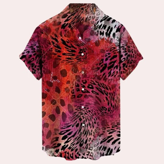 TrendAura Mens Short Sleeve Printed Pattern Shirt Lightweight For Warm Weather Casual Wear