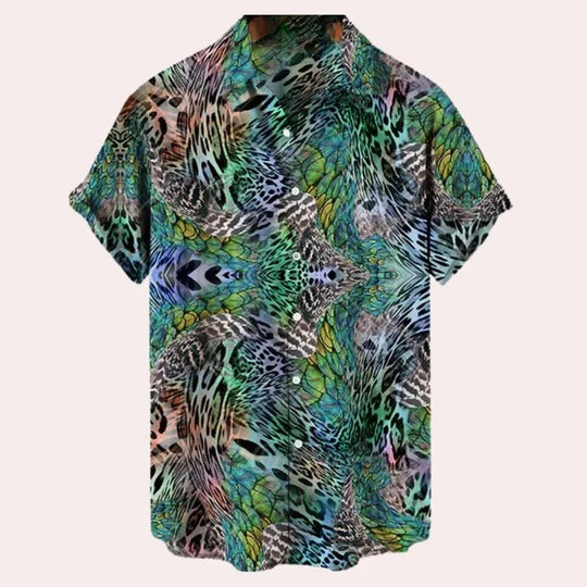TrendAura Mens Short Sleeve Printed Pattern Shirt Lightweight For Warm Weather Casual Wear