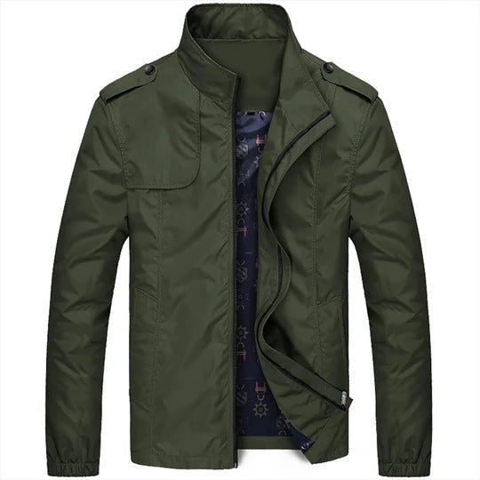 TrendAura Men's Summer Jacket Stand Up Collar Lightweight Zipper Closure For Casual Or Semi Formal Wear