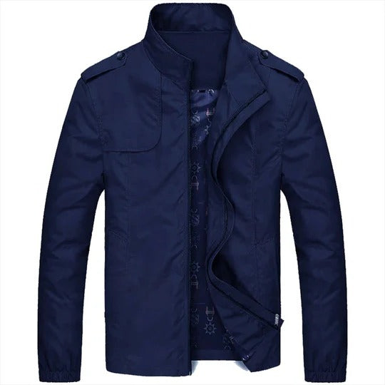 TrendAura Men's Summer Jacket Stand Up Collar Lightweight Zipper Closure For Casual Or Semi Formal Wear