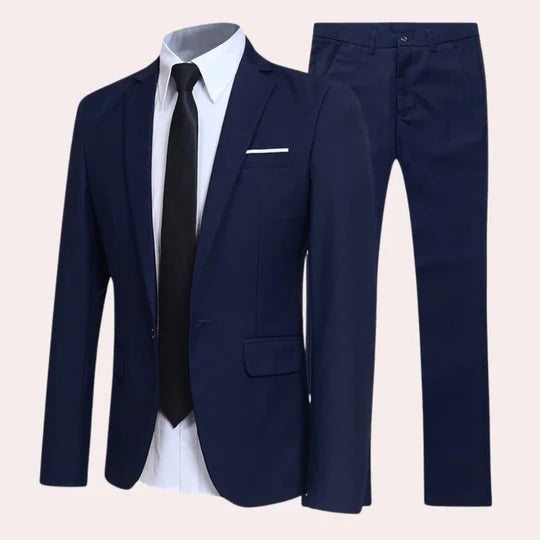 TrendAura Men's Slim Fit Black Two Piece Suit With Blazer And Trousers For Weddings And Formal Events