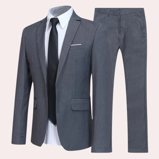 TrendAura Men's Slim Fit Black Two Piece Suit With Blazer And Trousers For Weddings And Formal Events