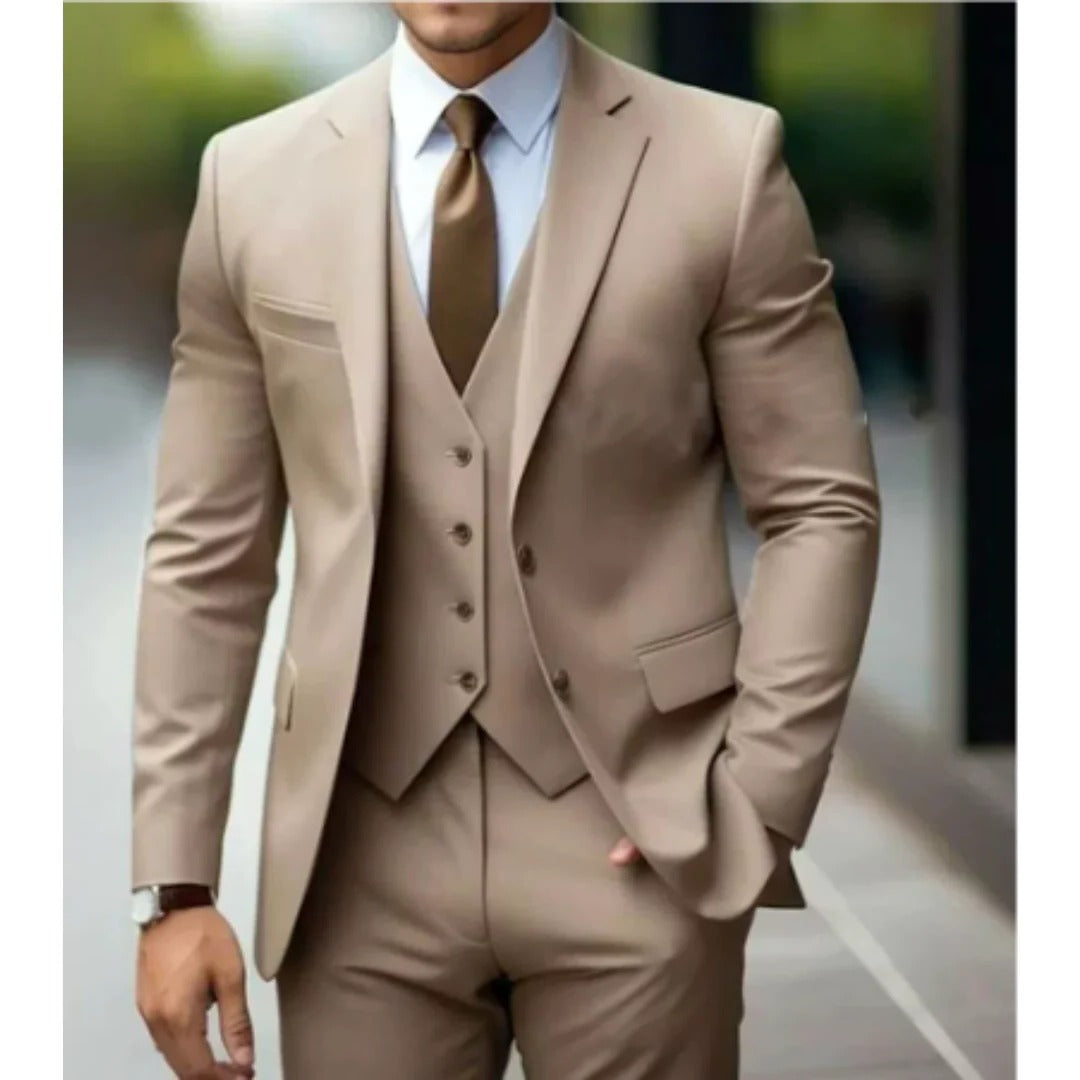 TrendAura Three Piece Mens Suit Set Jacket Vest Trousers Tailored Fit Formal Business Wear