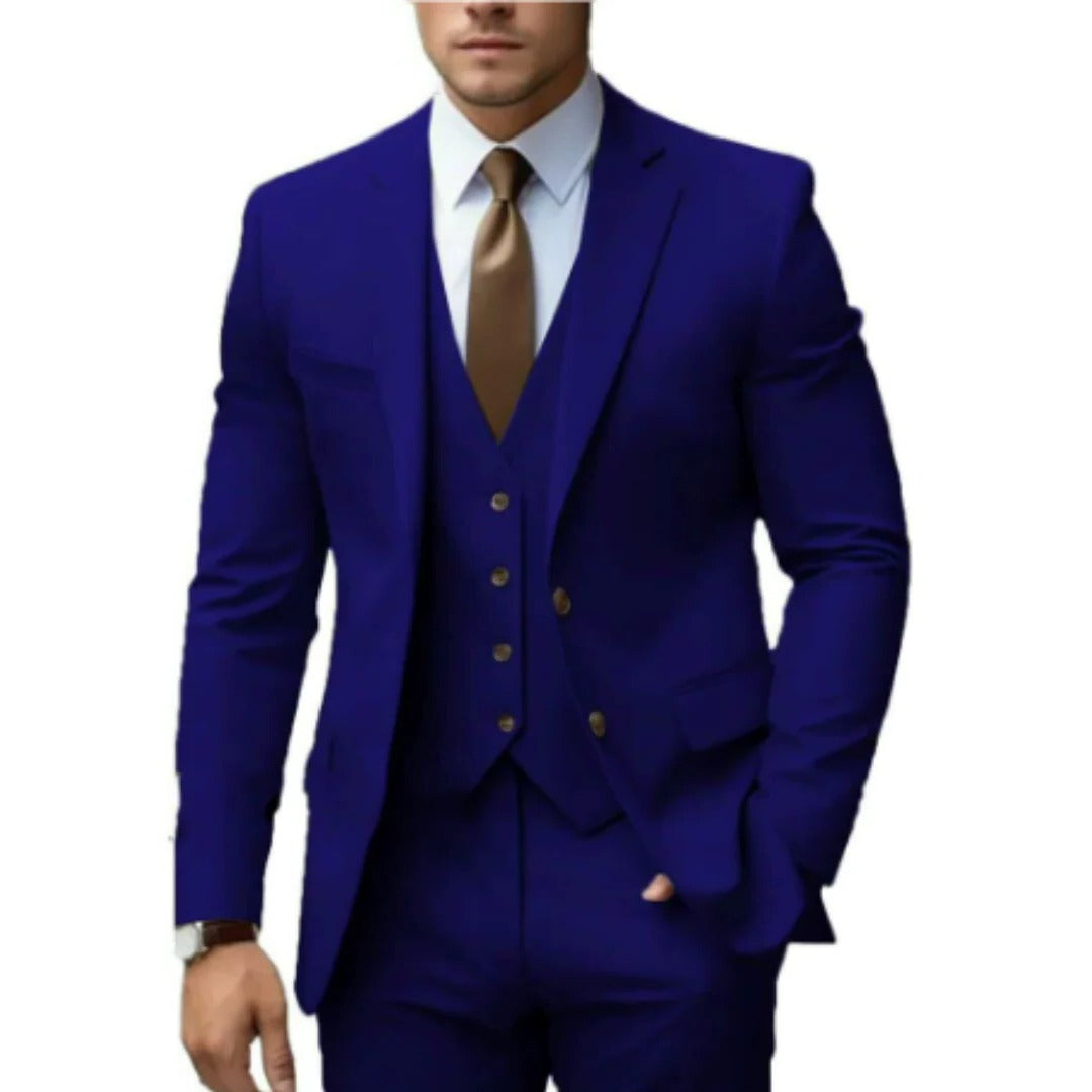 TrendAura Three Piece Mens Suit Set Jacket Vest Trousers Tailored Fit Formal Business Wear