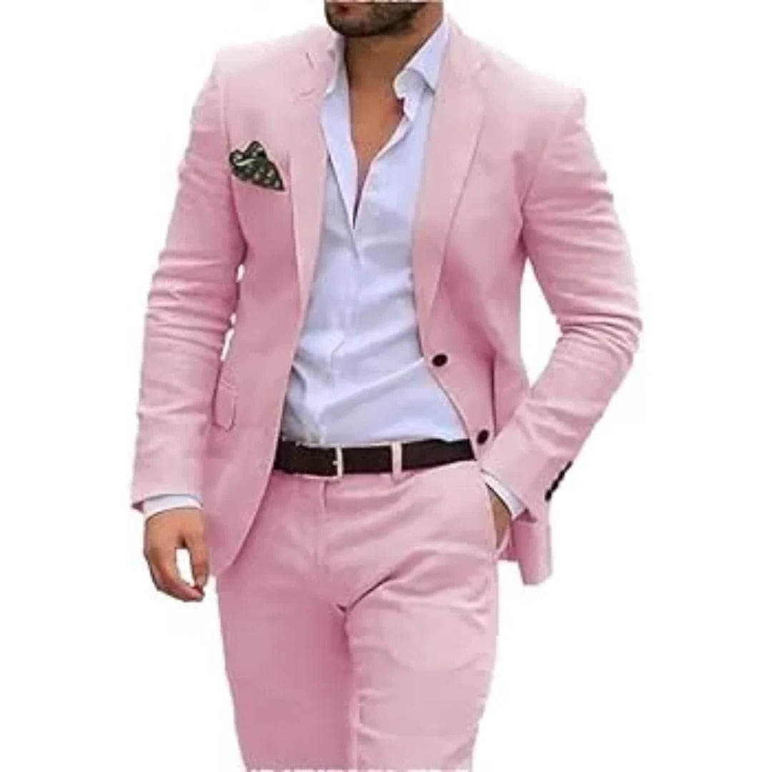 TrendAura Two Piece Men's Summer Suit Lightweight Breathable Jacket And Trousers For Warm Weather Formal Daytime Events