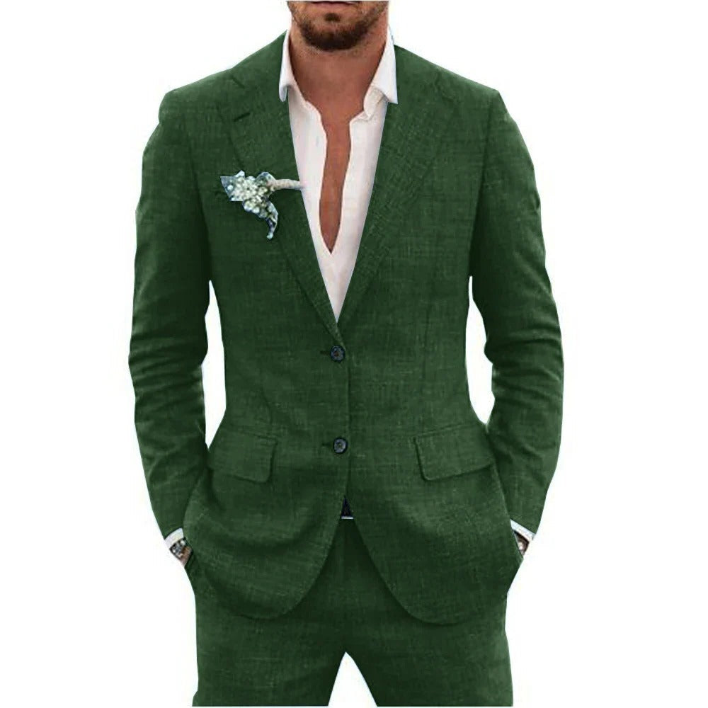 TrendAura Two Piece Men's Summer Suit Lightweight Breathable Jacket And Trousers For Warm Weather Formal Daytime Events