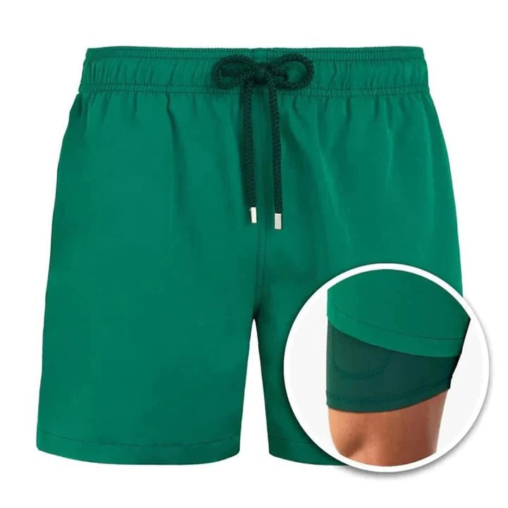 TrendAura Men's Tropical Print Mid Length Swim Shorts With Quick Dry And Adjustable Drawstring