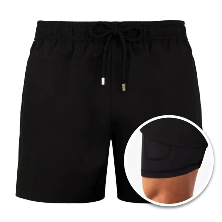 TrendAura Men's Tropical Print Mid Length Swim Shorts With Quick Dry And Adjustable Drawstring
