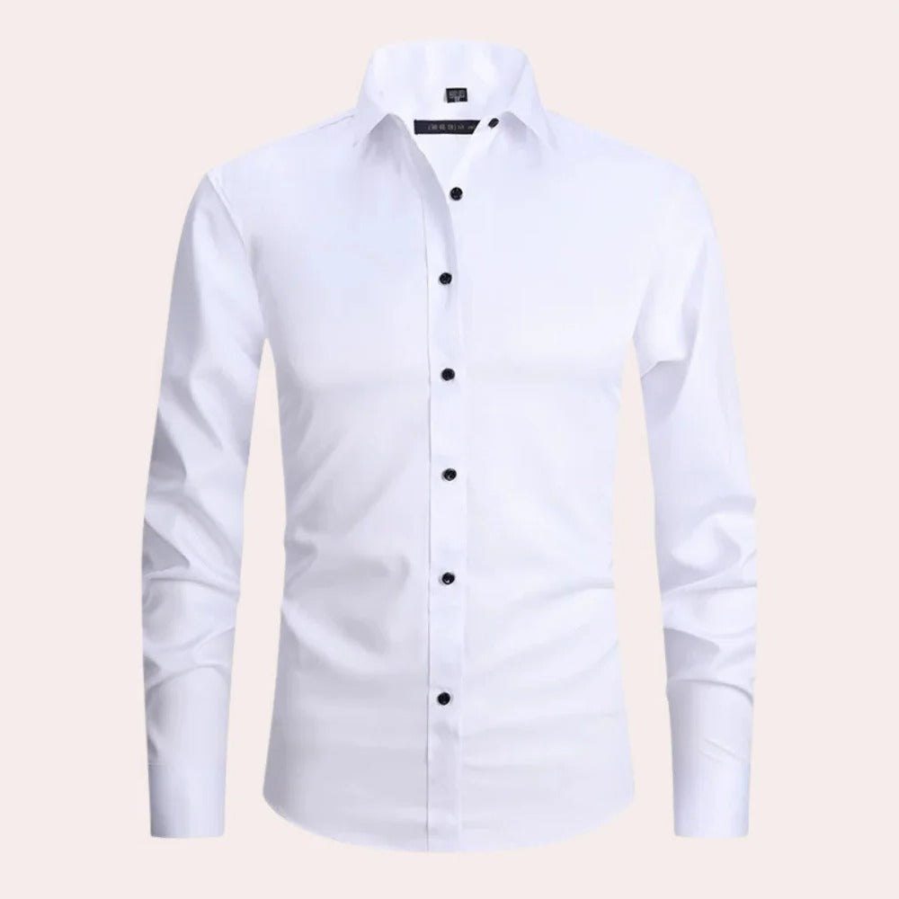 Stretch shirt with wrinkle resistant structure