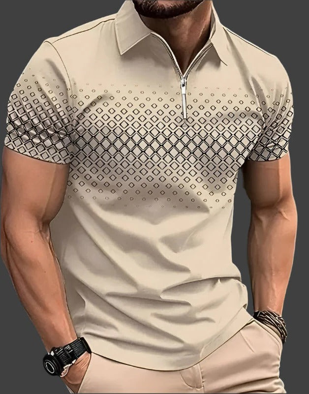 TrendAura Men's Checked Polo Shirt With Contemporary Detailing Lightweight Breathable Summer Essential