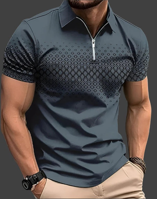 TrendAura Men's Checked Polo Shirt With Contemporary Detailing Lightweight Breathable Summer Essential