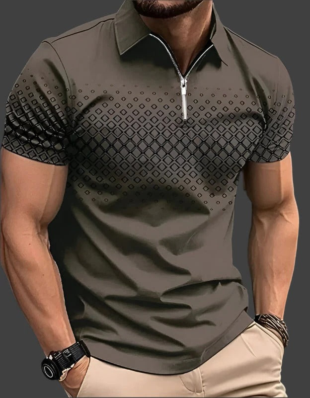 TrendAura Men's Checked Polo Shirt With Contemporary Detailing Lightweight Breathable Summer Essential