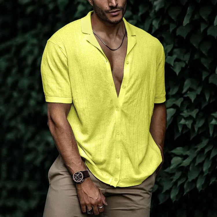 TrendAura Men's Summer Shirt Lightweight Short Sleeve Button Down With Classic Casual Styling