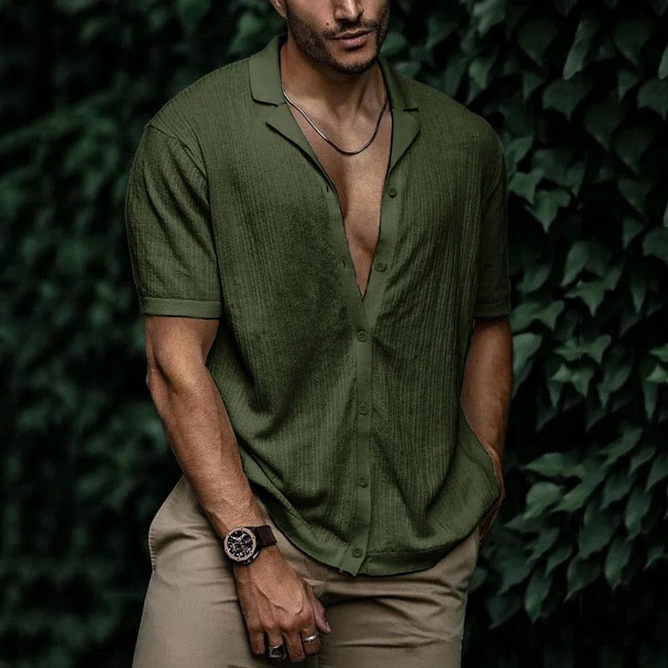 TrendAura Men's Summer Shirt Lightweight Short Sleeve Button Down With Classic Casual Styling