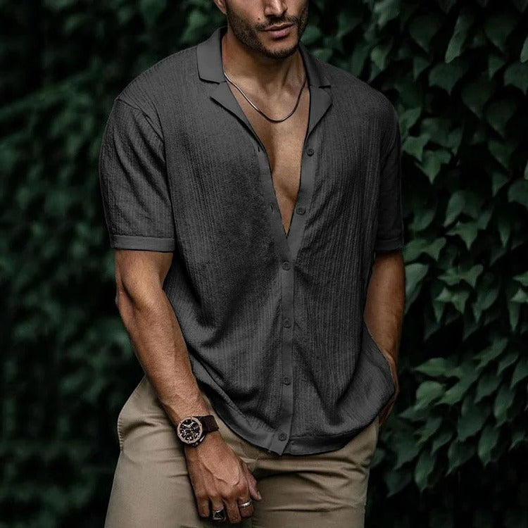 TrendAura Men's Summer Shirt Lightweight Short Sleeve Button Down With Classic Casual Styling