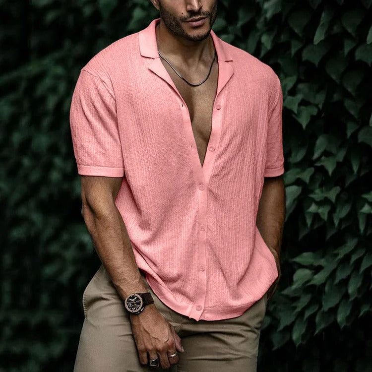 TrendAura Men's Summer Shirt Lightweight Short Sleeve Button Down With Classic Casual Styling