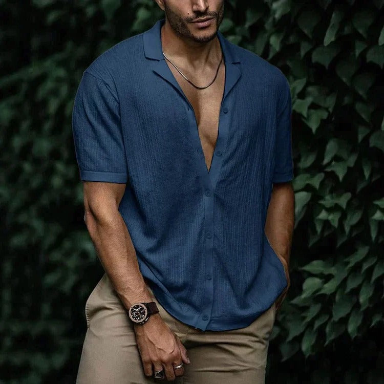 TrendAura Men's Summer Shirt Lightweight Short Sleeve Button Down With Classic Casual Styling