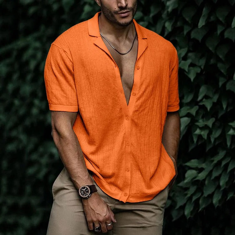 TrendAura Men's Summer Shirt Lightweight Short Sleeve Button Down With Classic Casual Styling