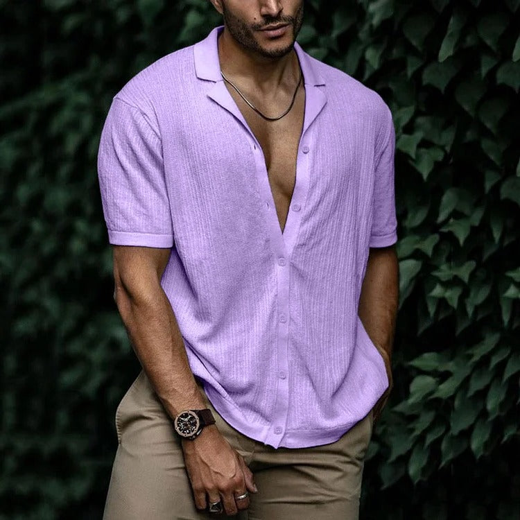 TrendAura Men's Summer Shirt Lightweight Short Sleeve Button Down With Classic Casual Styling