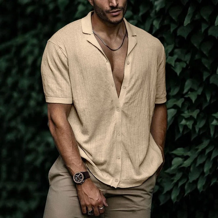 TrendAura Men's Summer Shirt Lightweight Short Sleeve Button Down With Classic Casual Styling