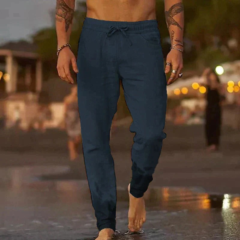 TrendAura Mens Lightweight Breathable Casual Trousers With Timeless Styling For Warm Weather Comfort