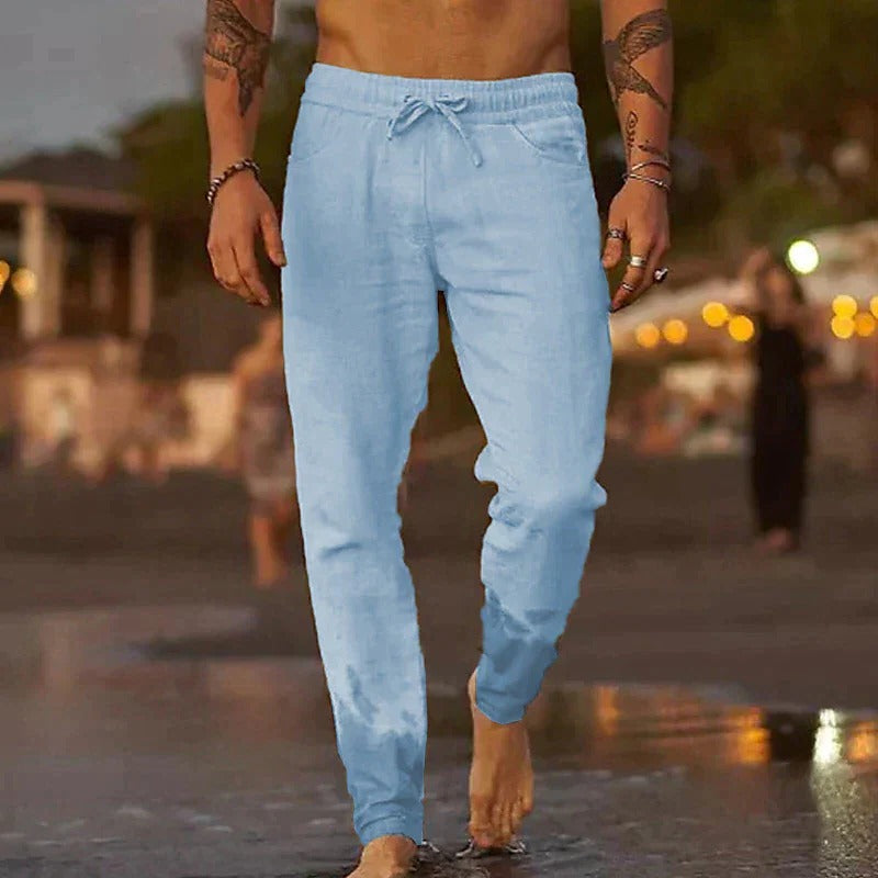TrendAura Mens Lightweight Breathable Casual Trousers With Timeless Styling For Warm Weather Comfort