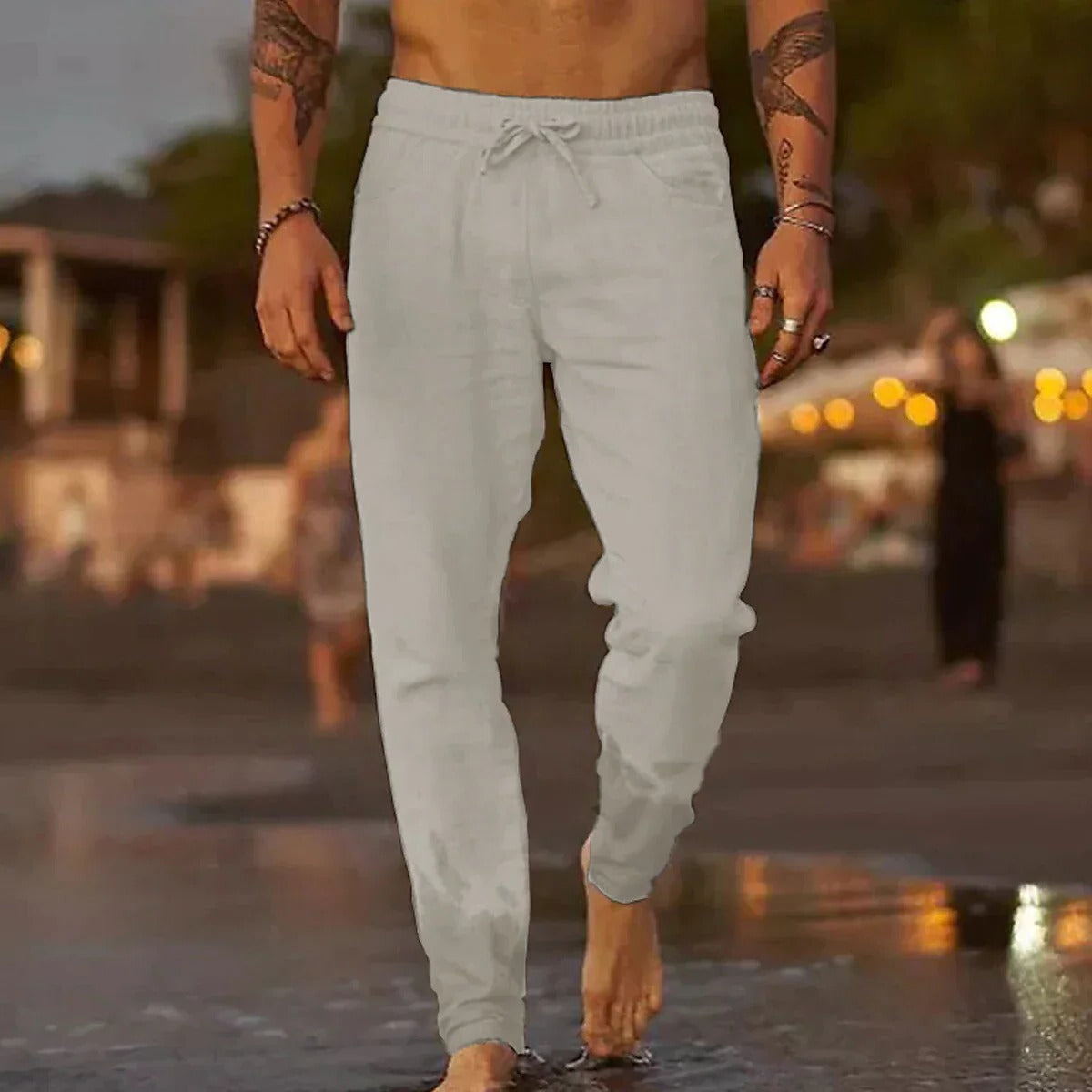 TrendAura Mens Lightweight Breathable Casual Trousers With Timeless Styling For Warm Weather Comfort