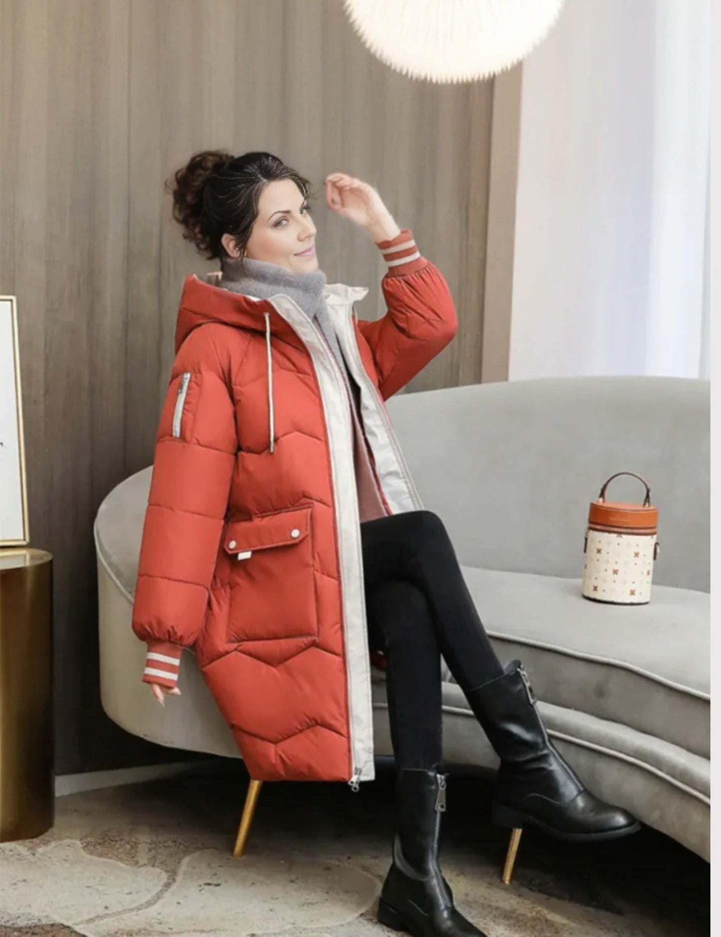 TrendAura Mens Puffer Coat With Tailored Fit Insulated Warmth And Soft Lined Hood For Cold Weather