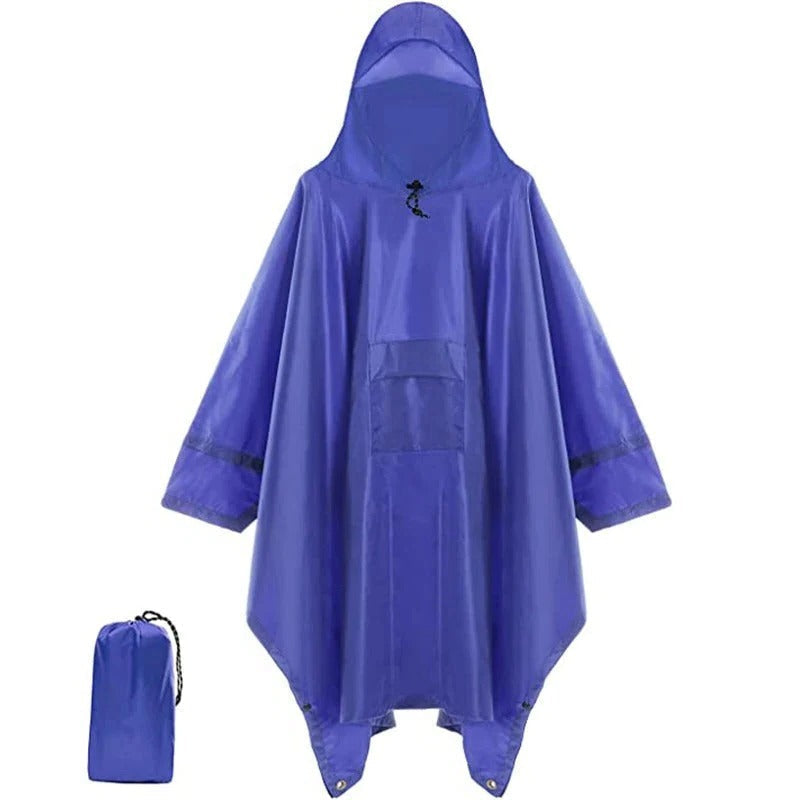 Waterproof Hooded Poncho Jacket For Outdoor Activities Packable Rain Gear With Front Pocket