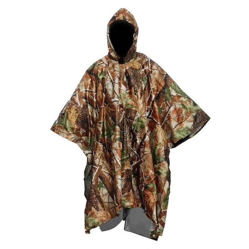 Waterproof Hooded Poncho Jacket For Outdoor Activities Packable Rain Gear With Front Pocket